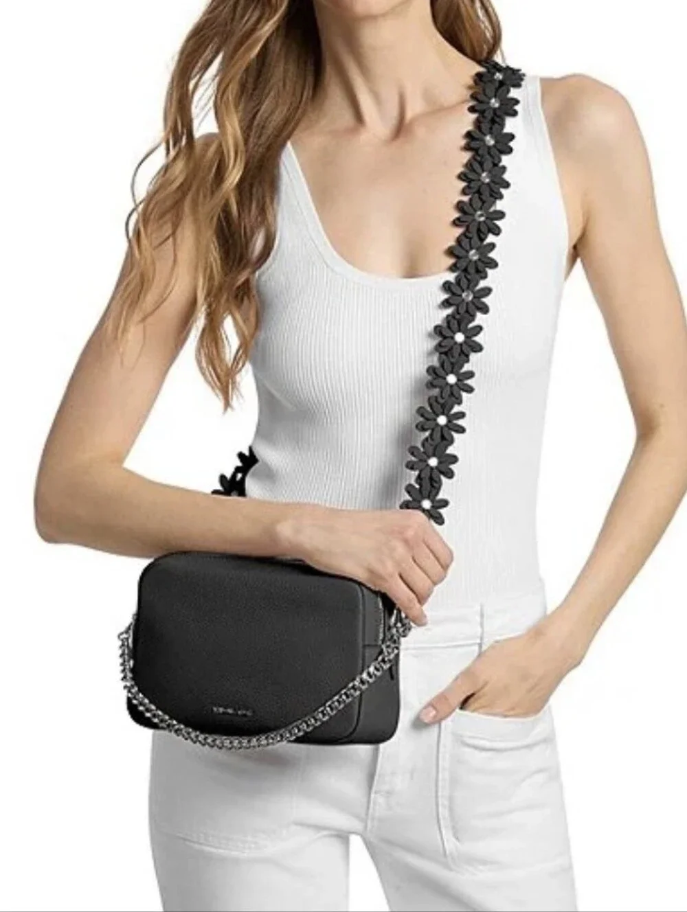 Michael Kors Bryant Medium Double Zip Crossbody Bag With Floral Strap